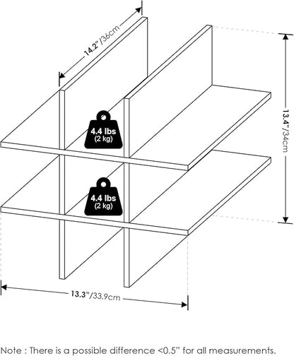 Furinno Cubicle Cube Insert, 9-Compartment Cube Organizer, Fits into Furinno Extra Thick Cubes, for Organizers and Storage, Black Dark Oak (Does not fit IKEA Kallax Shelving)