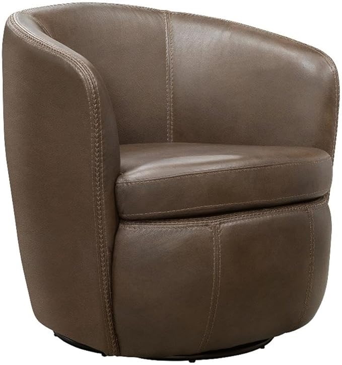 Pemberly Row Set of 2 Vintage Brown All Italian Leather Swivel Club Chair