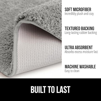 GORILLA GRIP Bathroom Rugs, Ultra Soft Absorbent Mat, Thick Plush Bath Rug, Machine Washable, Microfiber Quick Dry, Mats for Shower, Bathtub and Floor, Home Decor Accessories, 24x17, Light Gray