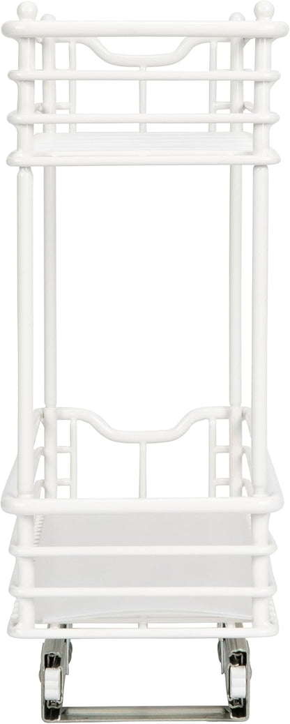 Household Essentials Glidez Multipurpose Paint-Finished Steel Pull-Out/Slide-Out Storage Organizer with Plastic Liners for Under Cabinet Use - 2-Tier Design, White