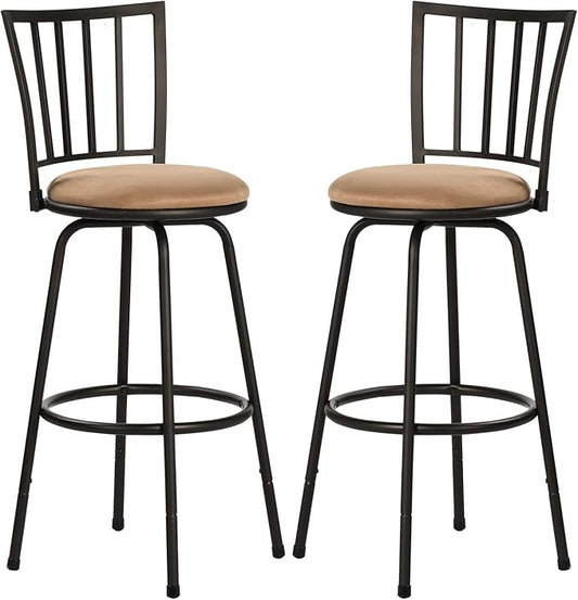 VECELO Adjustable Counter Stools,Bar Stools with 360 Degree Swivel Seat Top and Comfortable Round Seat Cushions,Steel Bistro Pub Chairs