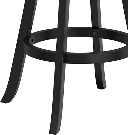 Hillsdale Laymon Modern Wood Swivel Stool with Upholstered Seat, Bar Height, Black