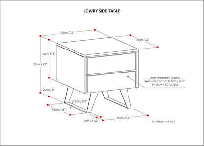 SIMPLIHOME Lowry SOLID ACACIA WOOD and Metal 22 inch Wide Square Modern Industrial Side Table in Distressed Charcoal Brown for the Living Room and Bedroom