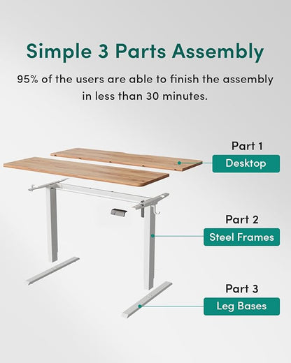 CubiCubi 55 x 24 Inches Electric Standing Desk, Height Adjustable Sit to Stand Desk, Home Office Table with Splice Board, Light Rustic