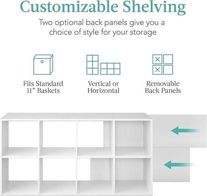 Best Choice Products 8-Cube Storage Organizer, 11in Shelf Opening, Bookcase, Display Shelf, Customizable w/ 3 Removable Back Panels – White