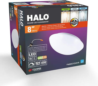 HALO 8 inch LED 3CCT Selectable Low Profile Round Flushmount
