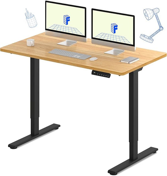 FLEXISPOT E3 Dual Motor Electric Standing Desk 55 x 28 Sit Stand Up Desk, Holds 220 lbs, Adjustable Height w/Memory Presets, One-Piece Maple Desktop & Black Frame, Ships in 2 Boxes