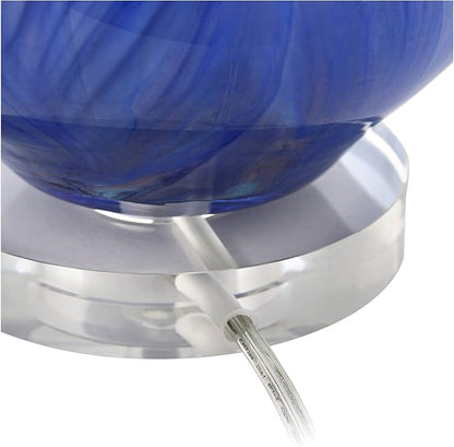 Possini Euro Design Taylor Modern Table Lamp with USB Charging Port 29" Tall Blue Art Glass Tapered White Fabric Drum Shade for Living Room Bedroom House Bedside Home Office (Color May Vary)