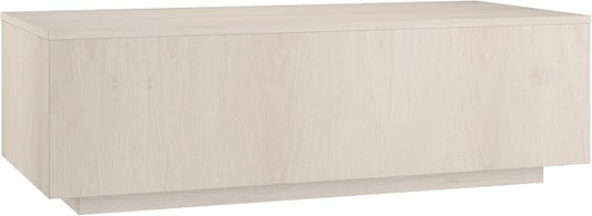 Henn&Hart 48" Rectangular Low-Profile Wood Coffee Table for Living Room, Family Room, or Office, Alder White