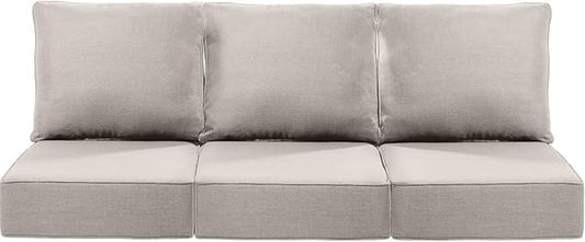 Luxury 24x24x6 Inch Patio Couch Cushions Set of 3 - Memory Foam Deep Seat Water-Resistant Patio Cushion for Lawn Dining Rocking Swivel Chairs Loveseat 3-Seater Sectional Sofa - Beige