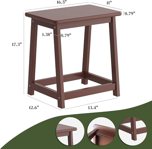 Wood end Table, Small Bench Seat, Wood Bathroom Vanity Bench, Plant Stand, Shoe Changing Handmade Stool for Kids or Adults(Coffee, Large)