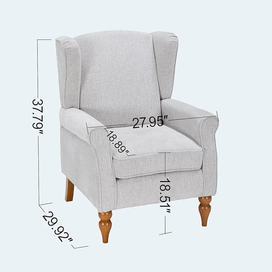 ZMAD Accent Chair, Upholstered High Back Floral Armchair Wood Legs, Comfy Wingback Reading Single Sofa Chair,Plus a Solid Wood Coffee Table for Small Spaces, Living Room, Bedroom (Beige)