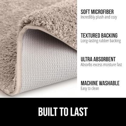 GORILLA GRIP Bathroom Rugs, 36x24, Ultra Soft Absorbent Mat, Thick Plush Bath Rug, Machine Washable, Microfiber Quick Dry, Mats for Shower, Bathtub and Floor, Home Decor Accessories, Beige
