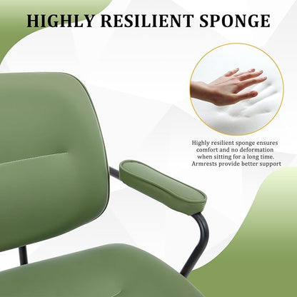 BV Mid Century Modern Office Chair Set of 1, Swivel Rolling Deak Chair with Armrests and Walnut Back, Adjustable Desk Chair for Home Office, Green