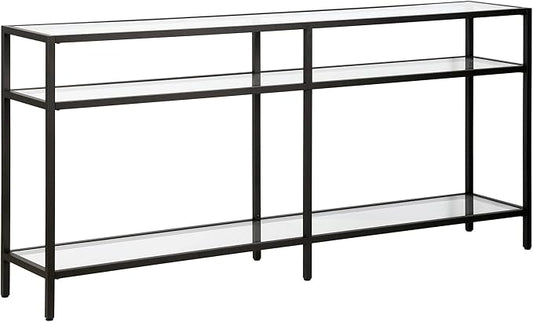 Henn&Hart 64" Wide Rectangular Console Table in Blackened Bronze, Entryway Table, Accent Table for Living Room, Hallway