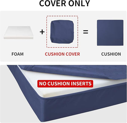 Easy-Going Waterproof Patio Cushion Covers ONLY Cover 27x25x5 inch 4 Pack Replacement Non-Slip Outdoor Seat Cushion Slipcover with Zipper. Navy