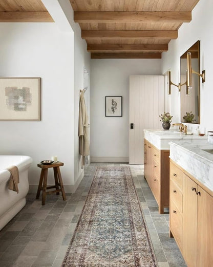 Loloi Amber Lewis Georgie Collection GER-04 Teal/Antique 5'-0" x 7'-6", .19" Pile Height, Area Rug
