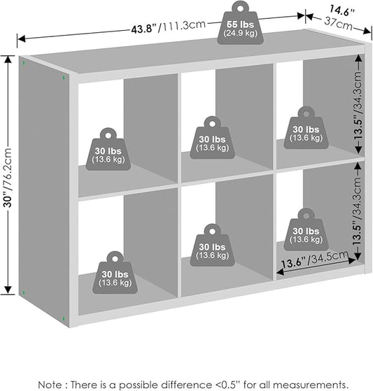 Furinno Cubic Closet Organizers and Storage, 6-Cube Closet Organizer, Open Shelf Closet Storage, Extra Thick Frame for Wardrobe, Bedroom, Living Room, Light Grey
