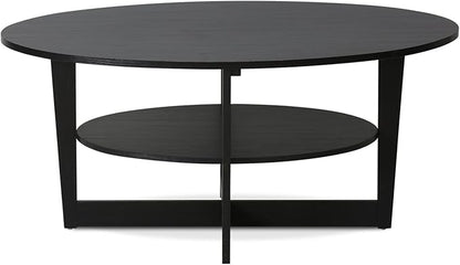 Furinno Oval Coffee Table, Walnut