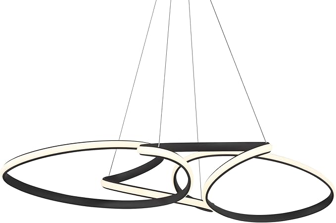 Possini Euro Design Helix Sand Black Multi-Ring Ceiling Pendant Light 39 1/2" Wide Ultra Modern Minimalist Spiral Dimmable LED Strip Steel Metal Dining Room House Foyer Kitchen Island Entryway Home