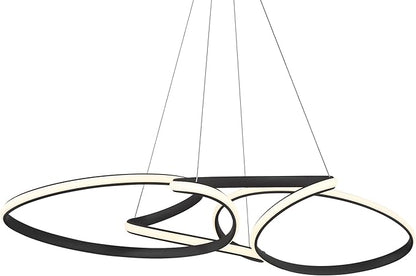 Possini Euro Design Helix Sand Black Multi-Ring Ceiling Pendant Light 39 1/2" Wide Ultra Modern Minimalist Spiral Dimmable LED Strip Steel Metal Dining Room House Foyer Kitchen Island Entryway Home