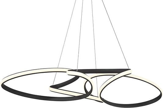 Possini Euro Design Helix Sand Black Multi-Ring Ceiling Pendant Light 39 1/2" Wide Ultra Modern Minimalist Spiral Dimmable LED Strip Steel Metal Dining Room House Foyer Kitchen Island Entryway Home