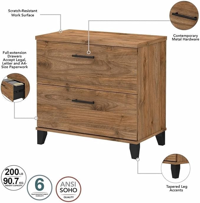 Pemberly Row 2 Drawer Lateral File Cabinet in Fresh Walnut - Engineered Wood