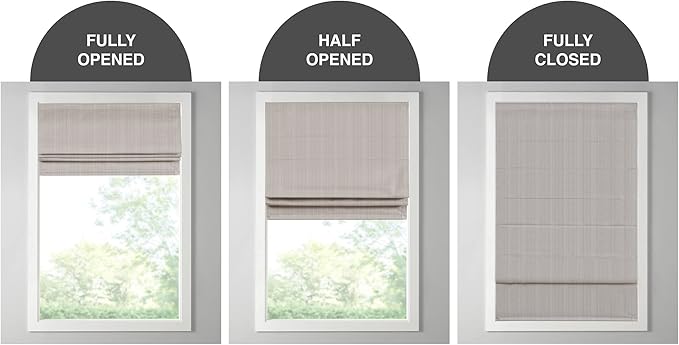 Madison Park Galen Cordless Roman Shade, 39"W x 64"H, Sheen Taupe – Room Darkening, Thermal Insulated, Energy Efficient Window Blind with Subtle Sheen Basketweave Fabric for Privacy