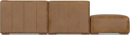 SIMPLIHOME Rex Left Corner Sectional Modular Sofa and Ottoman Set in Full-Grain Genuine Leather, Sienna, 116-inch-wide L-Shaped Leather Sofa and Matching 34-inch-Wide Table Ottoman for Living Room