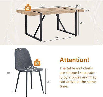 Dining Table Set for 8，9 Piece Dining Table Set，71'' Kitchen Table and Suede Nap Fabic Chairs Set of 8，for Kitchen Dining Room