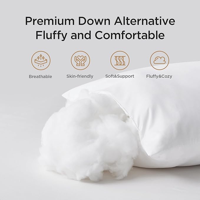 Acanva 22x22 Throw Pillow Inserts Set of 2, Premium Polyester Fiber Fill Square Sham Stuffer Cushion for Sofa, Bed, Couch and Chair, Machine Washable, 22x22 Inch(for 20x20 Cover), White 2 Count