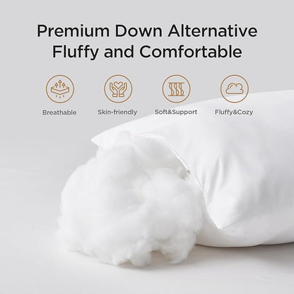 Acanva 22x22 Throw Pillow Inserts Set of 4, Premium Polyester Fiber Fill Square Sham Stuffer Cushion for Sofa, Bed, Couch and Chair, Machine Washable, 22x22 Inch(for 20x20 Cover), White 4 Count