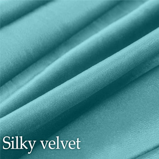 lalaLOOM Velvet Throw Pillow Covers, Set of 2, 20x20 Decorative Square Pillows Home Decor, Soft Accent Cases, Silky Machine Washable Pillowcases for Sofa, Couch, Bedroom, Living Room, Turquoise