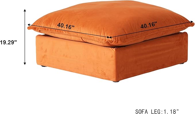 JACH Ottoman Module for Living Room, Cushion Covers Removable, Minimalist Comfy Breathable Ottoman Seater Paired with Sofa Couch for Living Room Apartment, Orange