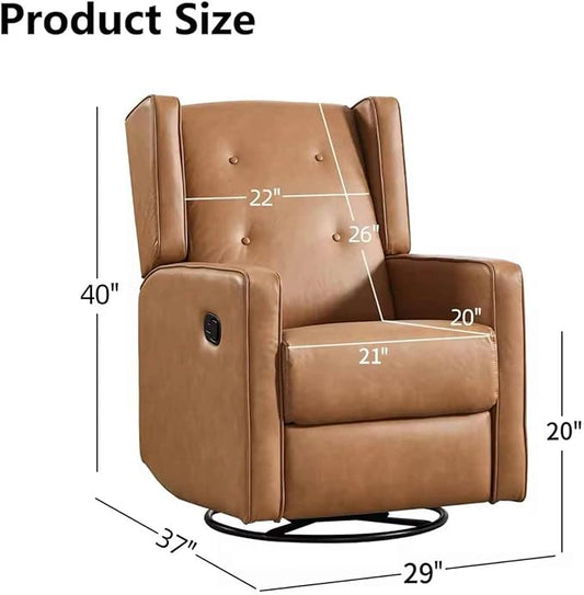CANMOV Swivel Rocker Recliner Chair Set of 2, Nursery Glider Chair, Nursery Rocking Chairs, Manual Reclining Chair, Brown