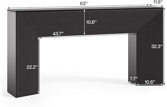 LITTLE TREE Console Table for Entryway, 63 Inches Extra Long Black Wooden Sofa Table for Living Room, Modern Hallway Foyer Table for Entrance, Easy Assembly