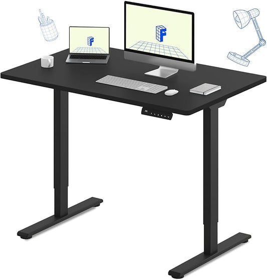 FLEXISPOT E3 Dual Motor Electric Standing Desk 48 x 24 Sit Stand Up Desk, Holds 220 lbs, Adjustable Height w/ Memory Presets, One-Piece Black Desktop & Black Frame, Ships in 2 Boxes
