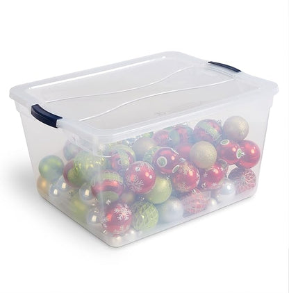 Rubbermaid Cleverstore 74 Quart Latching Plastic Storage Tote Container Box Bin with Lid for Home or Office Organization, Clear (8 Pack)