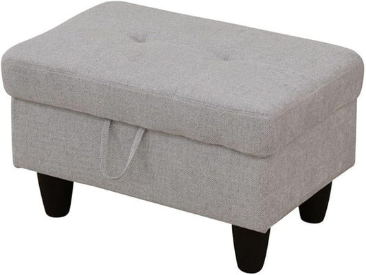 Ottoman Storage Ottoman Bench Flannel Footrest Footstool with Hinged Lid for Living Room, Bedroom, Entryway, Grey, 28.5"X19"X17.5"
