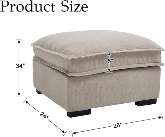 EALSON 26" Modern Module Ottoman for Modular Sectional Sofa Couch Comfy Linen Upholstered Cloud Ottoman for Living Room/Bedroom/Apartment/Office, Oatmeal