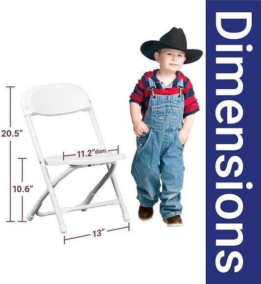 Set of 4 Plastic Kids Chairs - Blue Kids Folding Chairs with Metal Frame, Lightweight and Stackable for Camping, Beach, Classrooms, Desks, Parties & Events - Foldable Seats Indoor & Outdoor