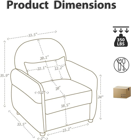 Modern Accent Chairs for Living Room, Comfy Chenille Armchairs with Storage, Single Reading Chairs for Bedroom, Study Room, Apartment, Tool Free Assembly, Beige