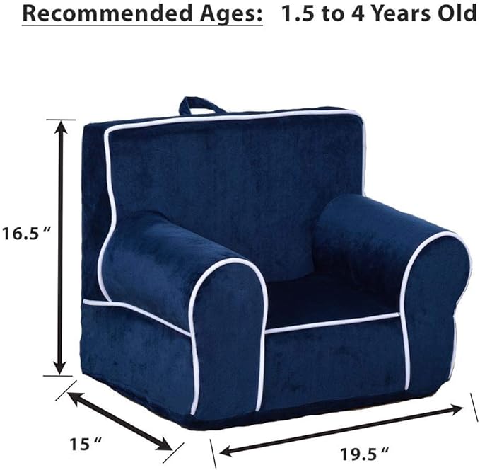 DIBSIES Personalized Creative Wonders Toddler Chair - Ages 1.5 to 4 Years Old (Blue with White Piping)