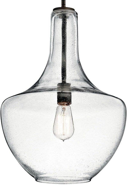 Kichler Everly 1 Light Pendant in a Black finish for Kitchen, Dining Room and Bedroom, (13.75"D x 19.75"H), 42046BK