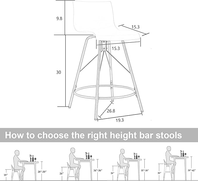 annjoe Swivel Bar Stools Metal Counter Height Stools Plastic Seat Chairs Set of 4 for Indoor Outdoor Home Kitchen Business (30" White)