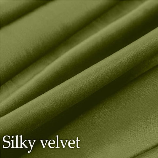 lalaLOOM Velvet Throw Pillow Covers, Set of 2, 20x20 Decorative Square Pillows Home Decor, Soft Accent Cases, Silky Machine Washable Pillowcases for Sofa, Couch, Bedroom, Living Room, Moss Green