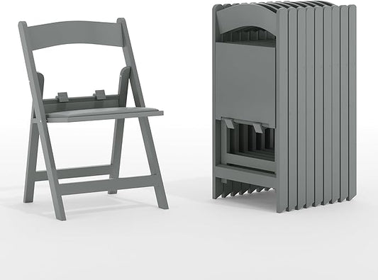 Flash Furniture Hercules Set of 10 Kids Gray Resin Folding Chair with Gray Vinyl Padded Seat