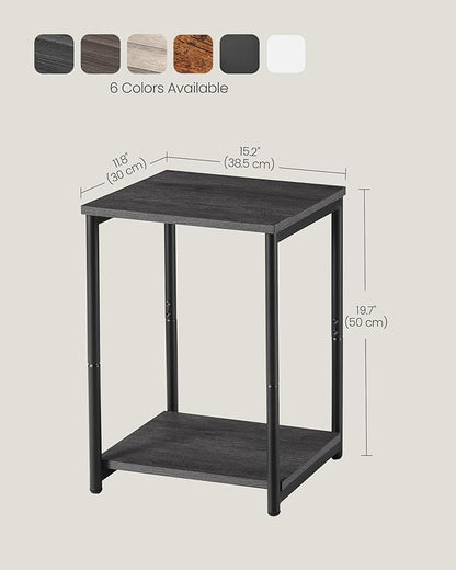 VASAGLE Side Tables Set of 2, Small End Table, Nightstand for Living Room, Bedroom, Office, Bathroom, Misty Gray and Classic Black ULET272B68