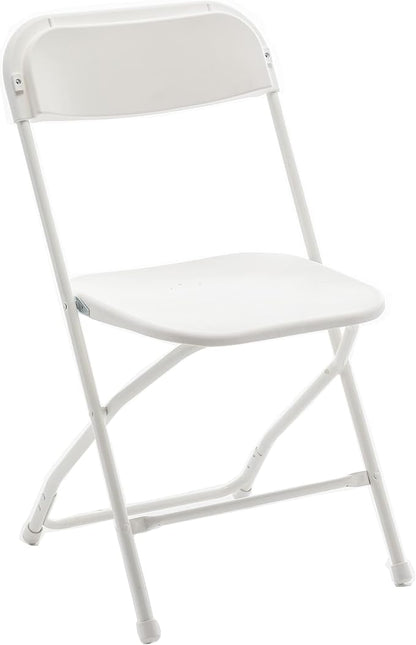BTEXPERT Set of 100, White Plastic Folding Event Chairs Steel Frame Commercial 650LB High Capacity Lightweight Set for Office Wedding Party Picnic Kitchen Dining Church School