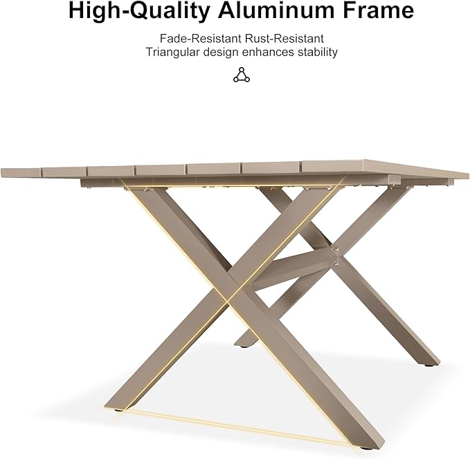PURPLE LEAF 5 Pieces Outdoor Dining Set with Patio Aluminium Dining Table and Wicker Chairs Modern Furniture Cushions Sets for Backyard Indoor Decor Kitchen Champagne